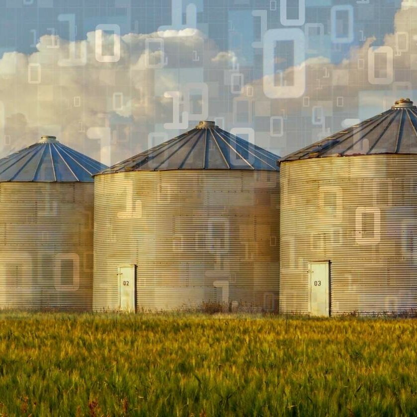 silo's op een land met nullen en enen ervoor