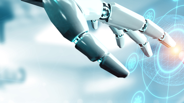 Robothand en mensenhand raken elkaar aan per vinger, ter ondersteuning aan blogreeks over Agentic AI